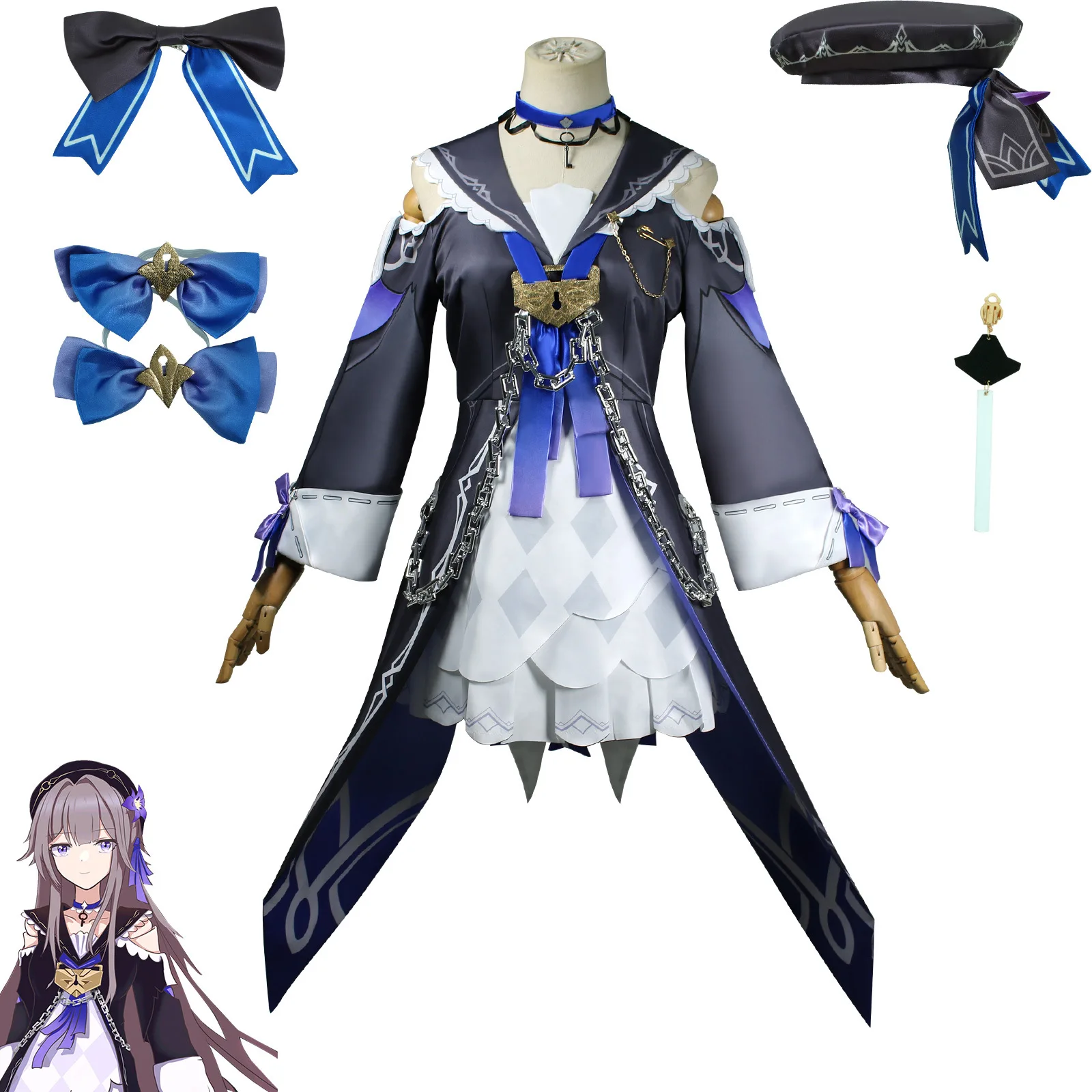 Honkai: Star Rail Character Herta Cosplay Grey Suit Cosplay Costume Woman With Gloves Headgear Neckline Trim