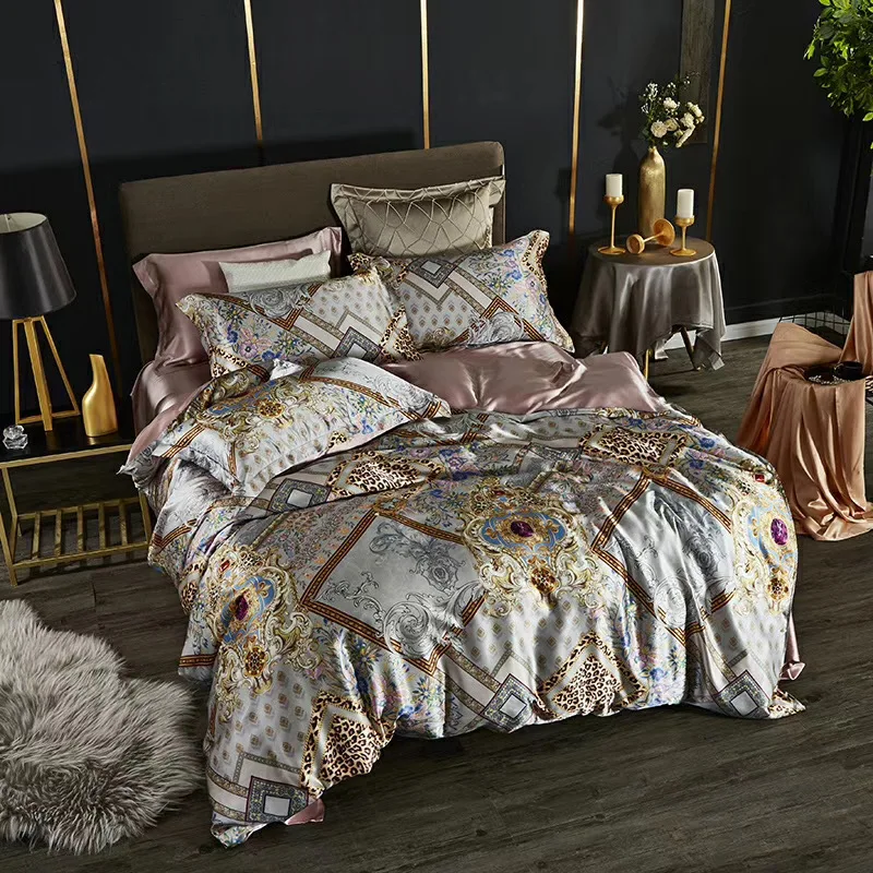 Luxury Satin Silk Sheets bedding set Pure Mulberry Silk Duvet Cover Set Silk Bedding Oeko-tex Qualified