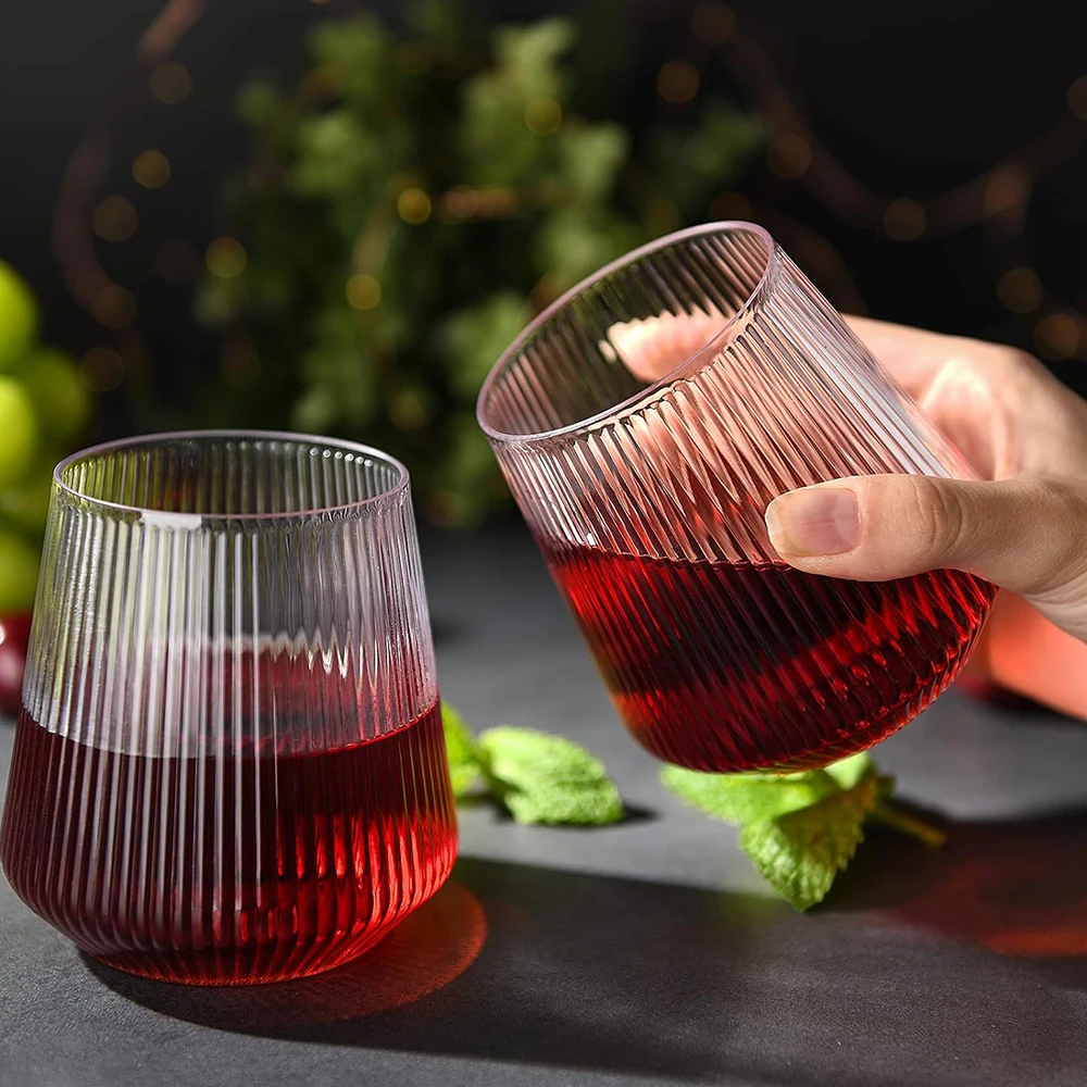 Unbreakable and Reusable Plastic Stemless Whiskey Wine Glass for Wine & Spirits 14 oz
