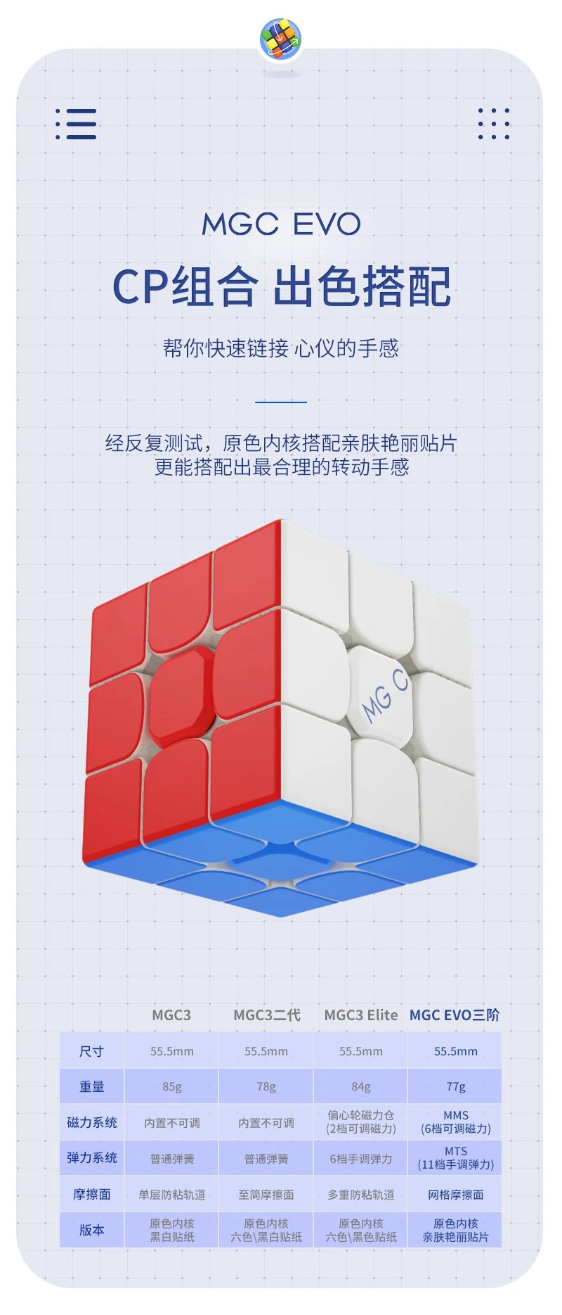 YJ Yongjun MGC Evo Professional Evolution Magnetic Speed Cube 3x3x3 Magnetic Magic Cube