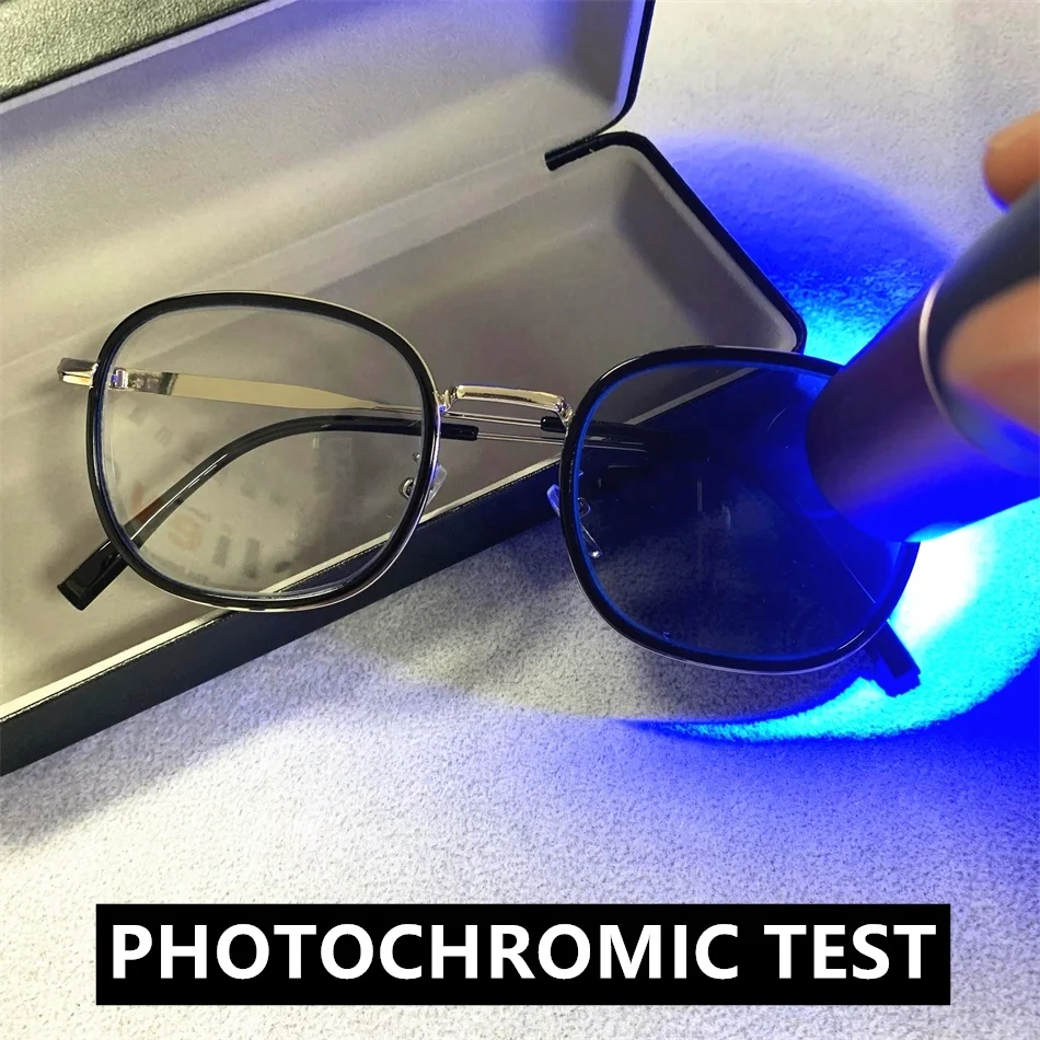 trendy girls women myopia black silver vintage round lunette photogrey anti reflet 2024 computer photochromic blue light glasses