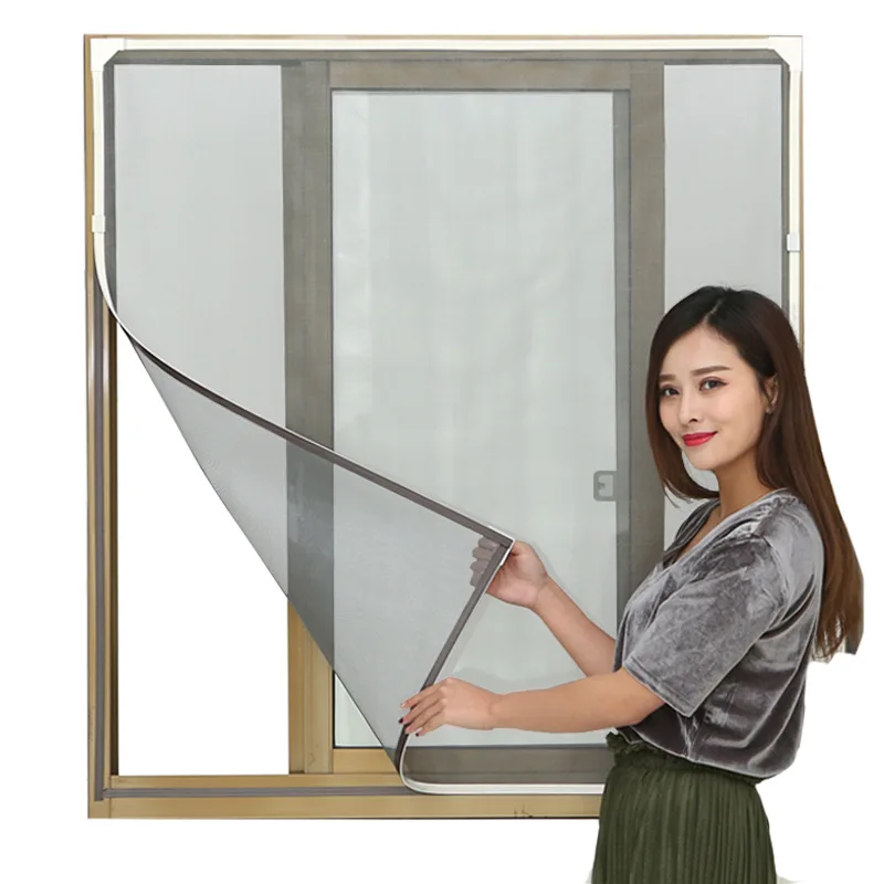 Diy Magnetic Window Screen Window Frames with Grey Mesh