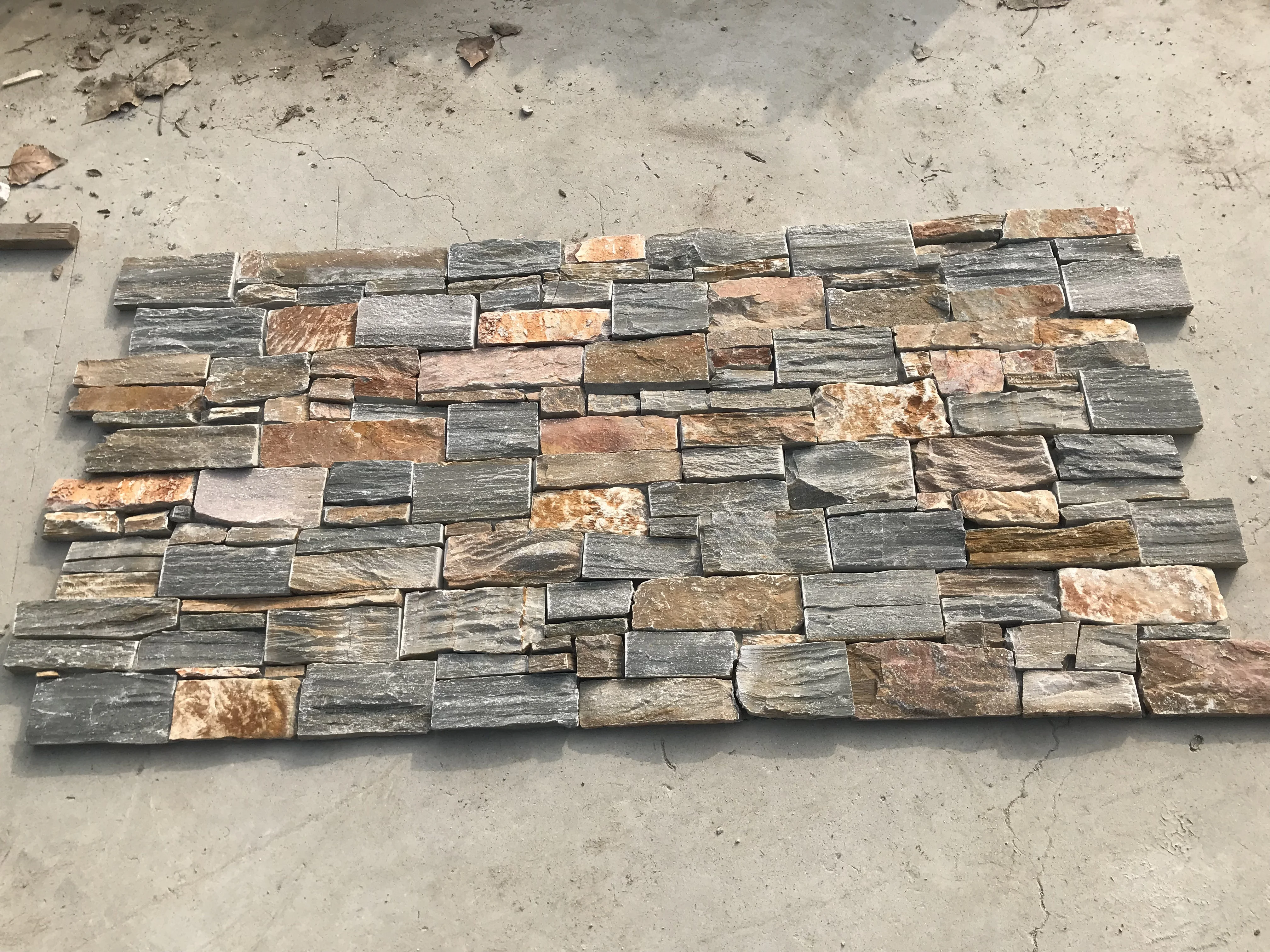 Popular grey nature stone panels  wall cladding