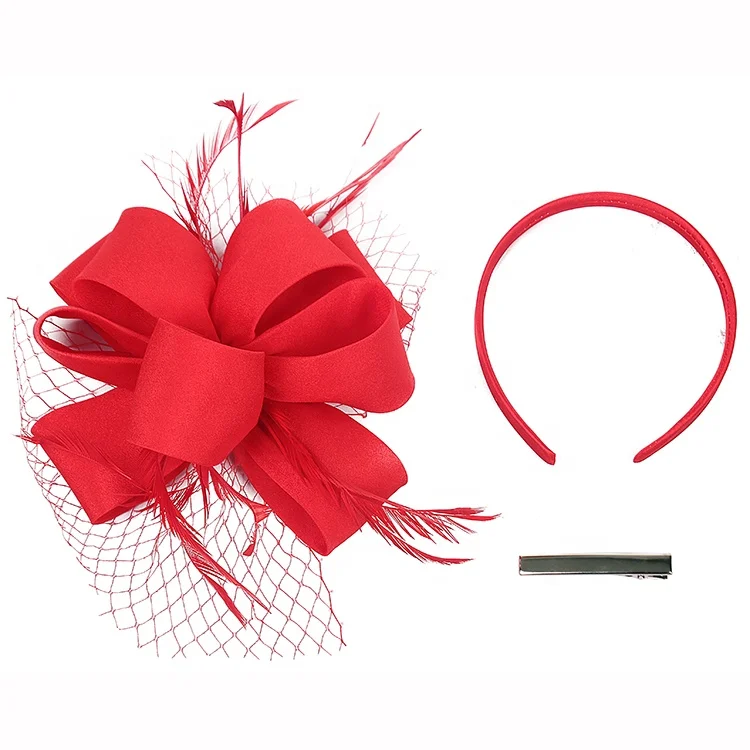 Flower Net Fascinator Headband Alice band Toon Purple Satin Fascinators Wedding Ladies horse race fascinators