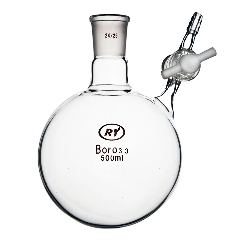 Боросиликатная 3,3 ПТФЭ колба для реакции запорного клапана