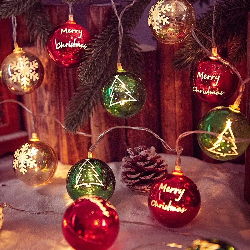 LED Christmas Ball Light String Star Pentagram Mirror Decorative Light Star Christmas Light String for Christmas Decoration