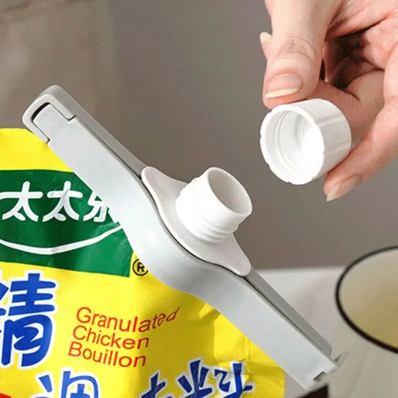 Amazon Top Sale Nozzle Spout Bag Design Clip Food Storage Sealing Clamp with Pour Spouts Sealing Clip for Grain Sugar or Powder
