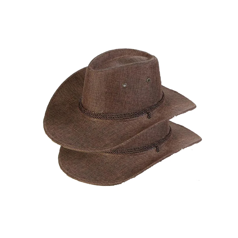 AI-MICH Promotion Factory straw cowboy hats directly sale cheap price mens Custom summer cowboy straw hat with leather strap