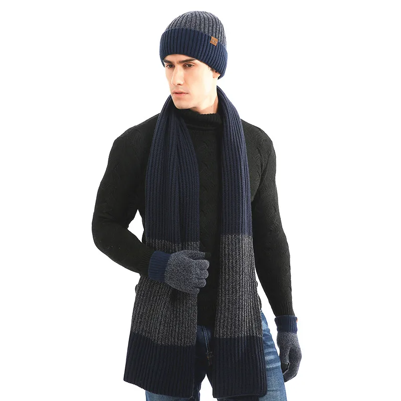 High quality Europe and America popular fleece lined winter hat and scarf set scarf beanie gloves sets scarf, hat & glove sets