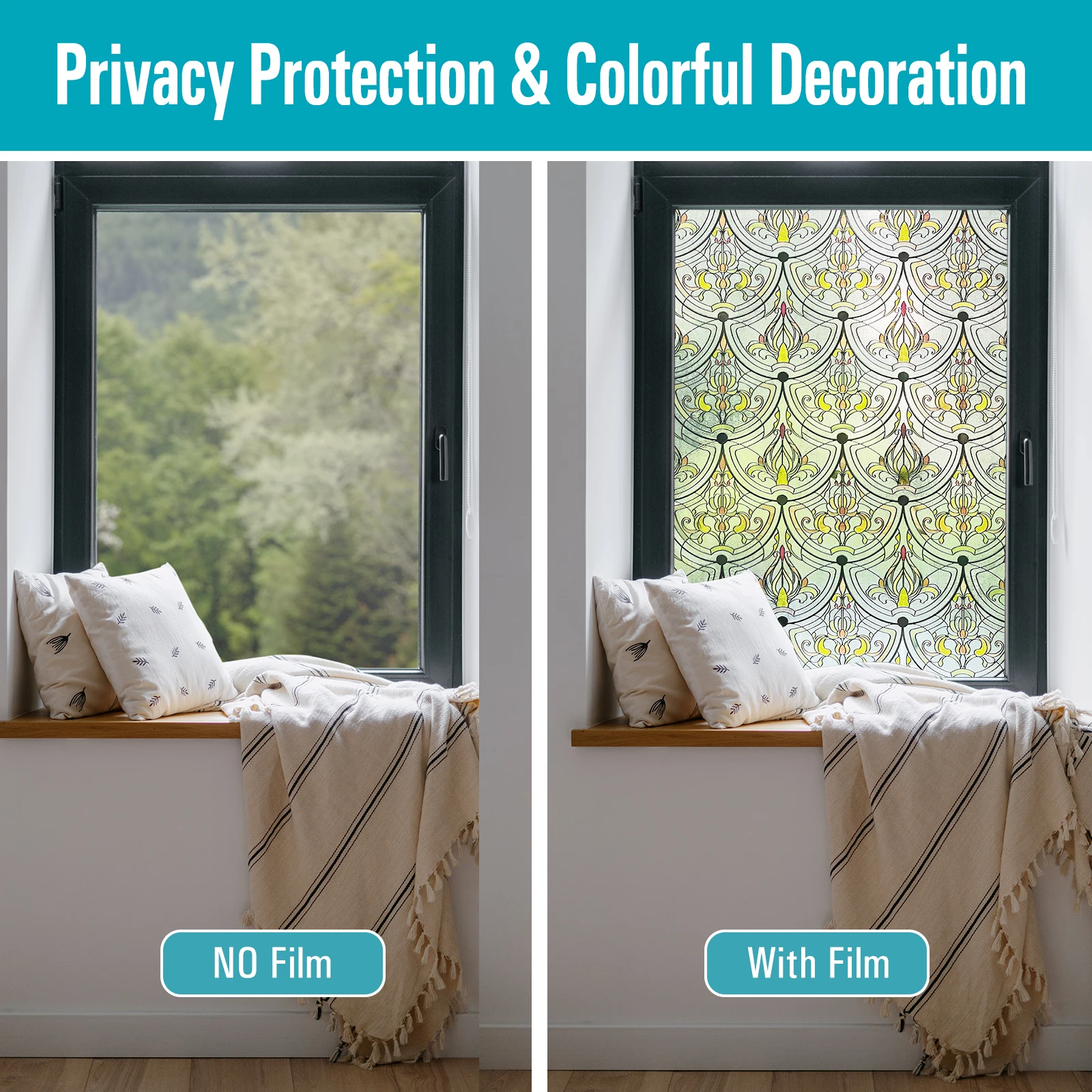 3d film rainbow Film Uv Matte Privacy Self-adhesive Frosted Window Film With Design