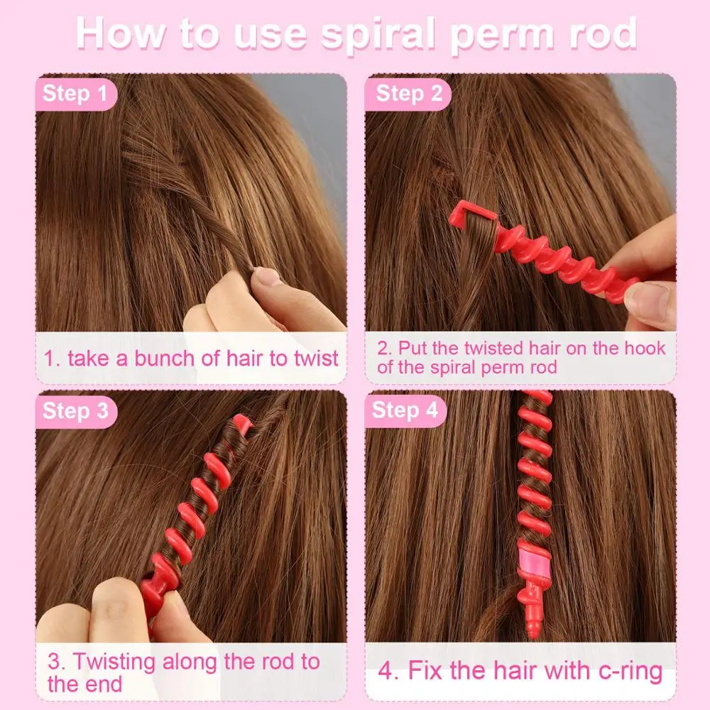 
Plastic Spiral Hair Perm Rod Spiral Rod Barber Hairdressing Hair Rollers Salon Tools for Women Girls 