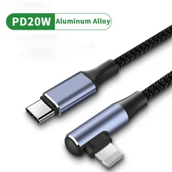 PD USB C Cable PD 20W Fast Charging USB C Charge Cord 90 Degree Right Angle iOS to Type C Data Cable for iPhone 12 Mini Pro Max