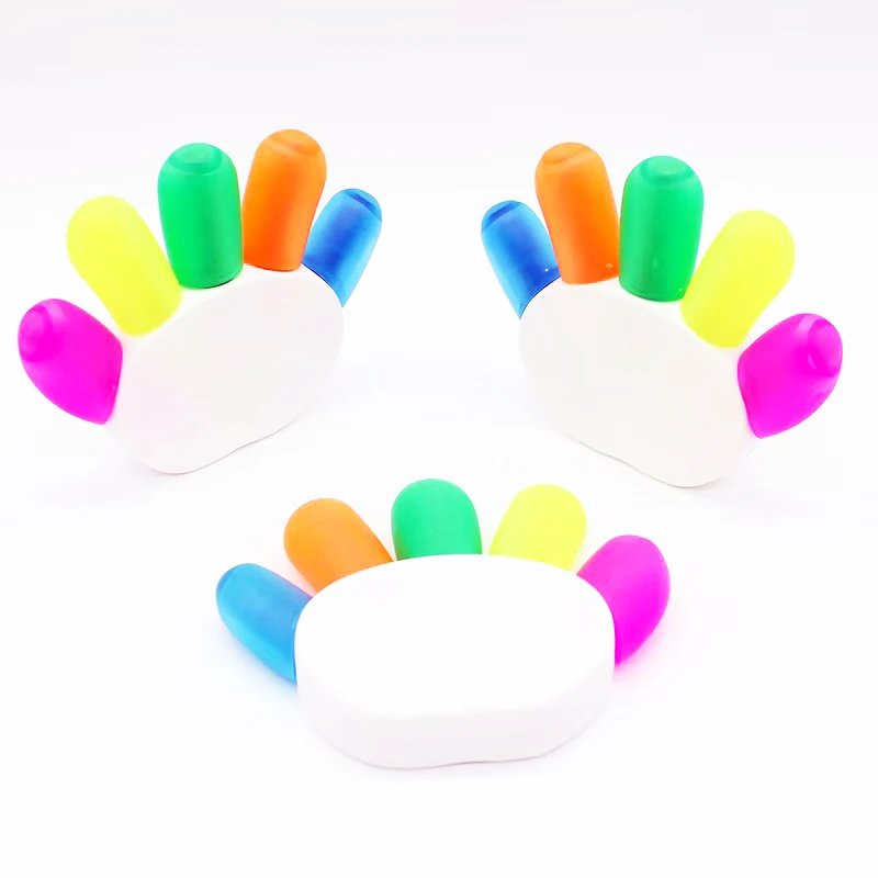 Wholesale Creativity Multi Colored Highlighter Pens Novelty 5 In 1 Finger Shaped Highlighter Marker Pens