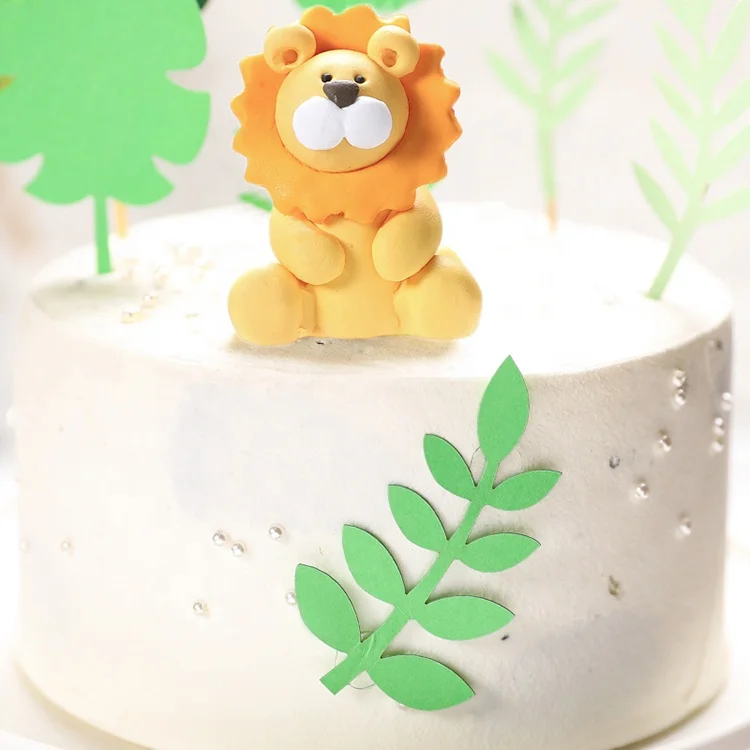 
New happy birthday party cake topper cute lion cake topper resin polymer clay lion cake toppers 