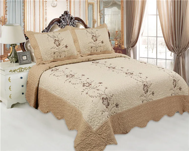 Modern Bedding Sets Embroidery Quilts Microfiber Comforter Sets 3pcs Quilt Colcha Bedspreads Coverlet Factory Wholesale