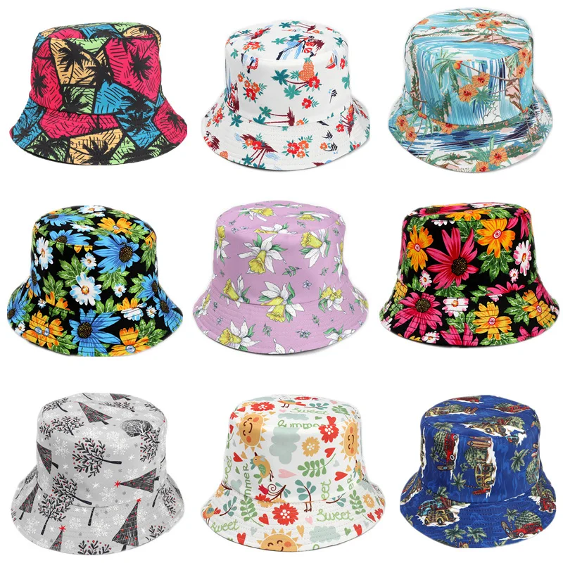 Multicolor Fashion Custom Printed Fisherman Hat Camouflage Cap Beach Style Sun Hat Bucket Hats