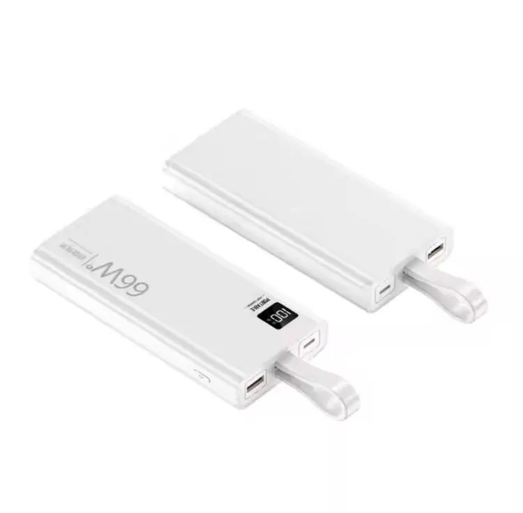 20000mah 2024 New Design Power Bank Led Display 66w Pd 20w Fast Charging Powerbank With Removable Cable