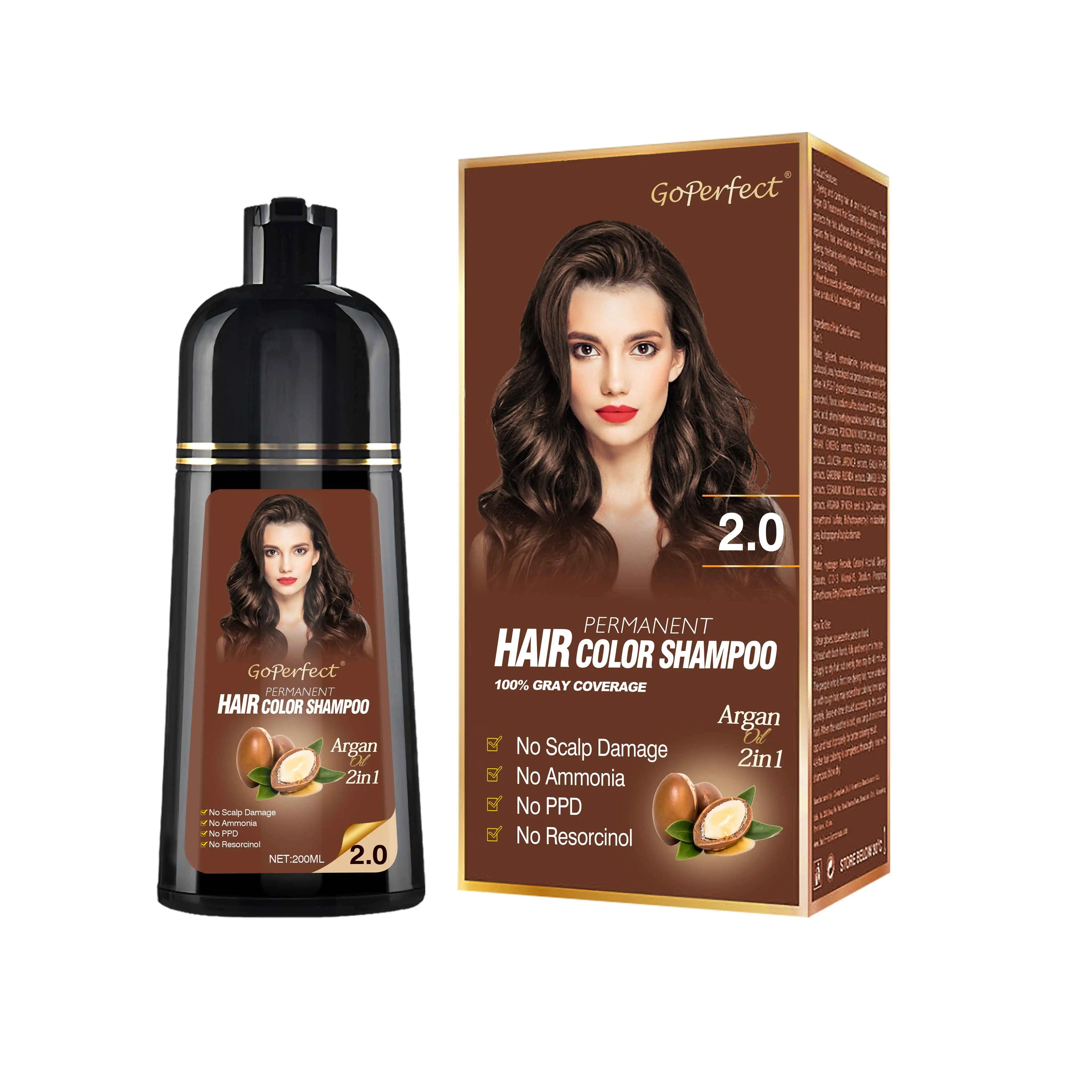 Hot Selling Hair Color Dye Shampoo Long Last Hair Color Shampoo Ammonia Free Hair Dye Shampoo For Men &  Women