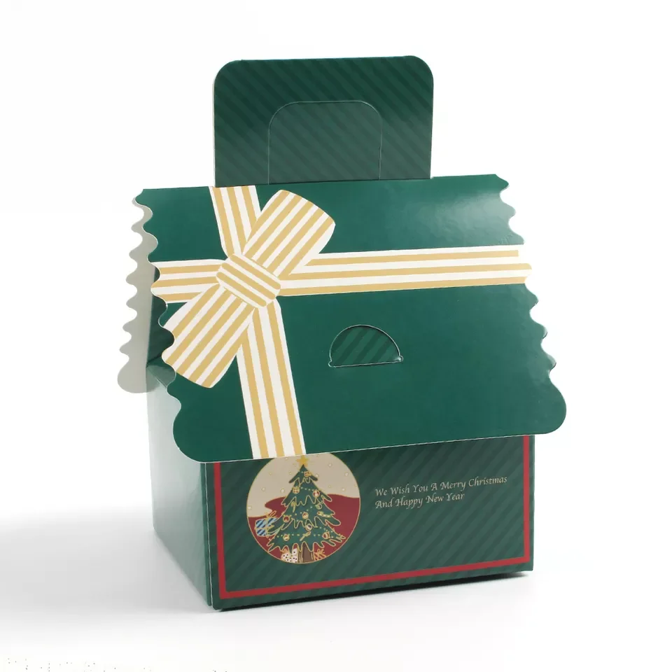 Ready Wholesale Green Tree House Shape Christmas Treat Box Wedding Birthday Party Decorations Candy Cake Gift Packaging Box