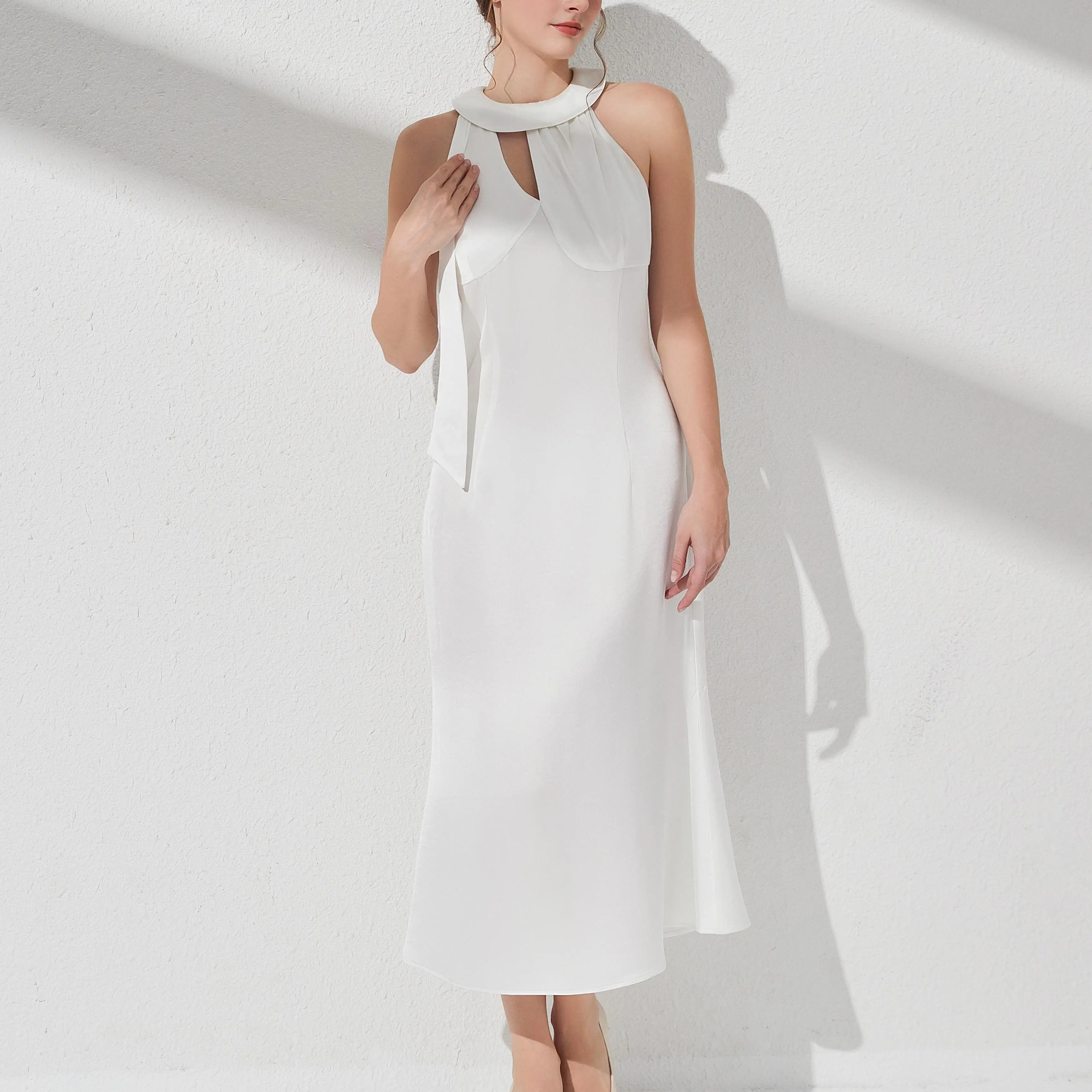 Acetate Whole Custom Clothing Manufacture Women Clothing Manufacturer Apparel Supplierc Creating Luxury Women White Dress