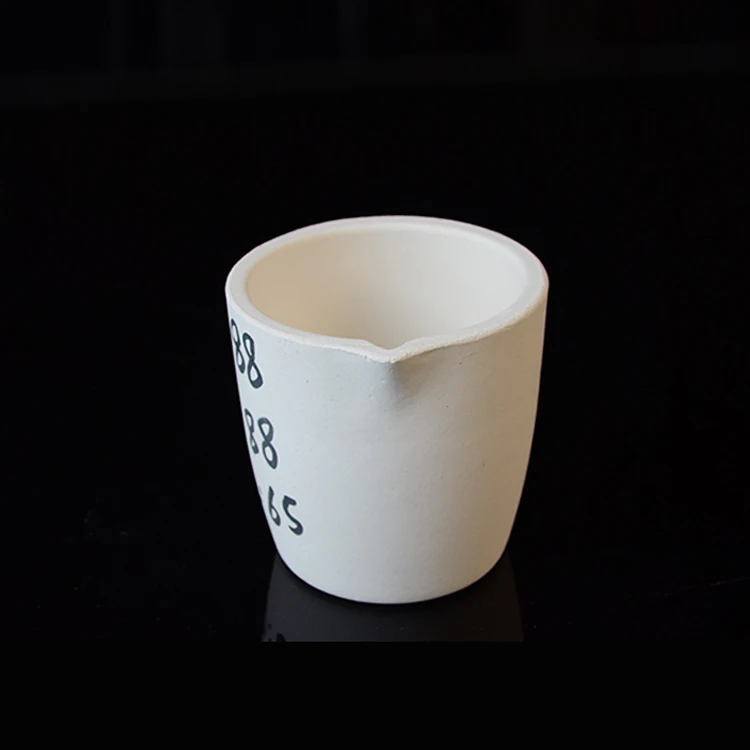 Aluminum ceramic crucible for melting gold, tool for analysis on the burning, hydraulic crucible, lift