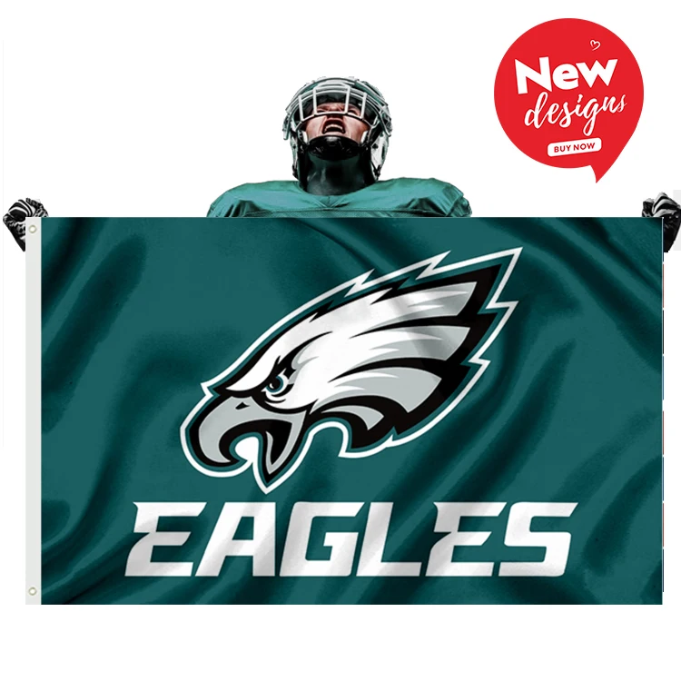 Быстрая доставка 3x5ft 100D полиэстер NFL Американская Футбольная Команда Филадельфия орлы келли зеленые флаги