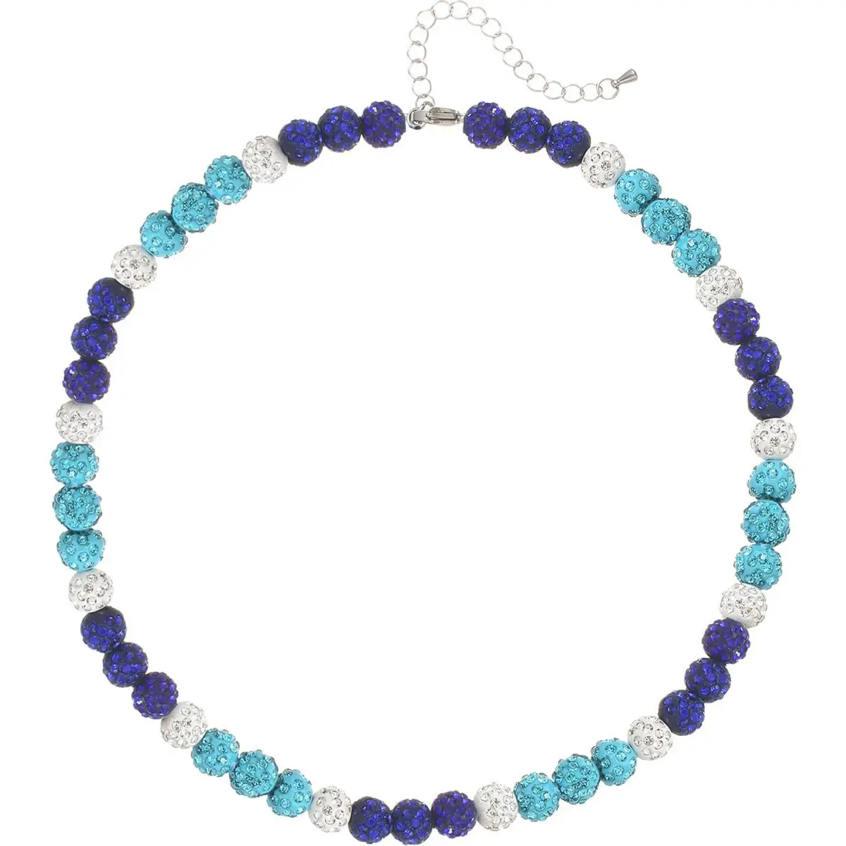 2024 Fashion Jewelry Shinny 10mm Rhinestone Ball Baseball Inspired Beaded Necklace Sparkle Bling Disco Ball Beaded Necklaces
