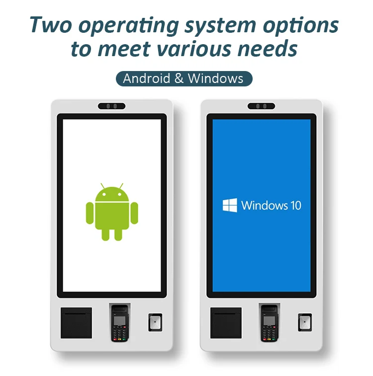 21.5 inch self service order payment touch screen kiosk self pay machine barcode scanner kiosk for chain store / restaurant