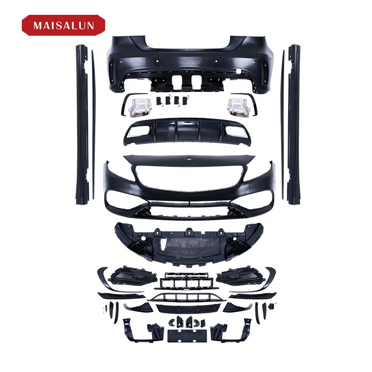 Auto Parts A45 AMG bodykit Bodykit for Mercedes Benz A-Class GLA W176 Front Bumper Rear Diffuser Side Skirt Hood 2016-2018