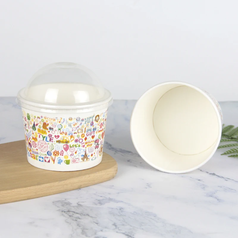 Disposable 16oz Custom Logo Printing Paper Frozen Yogurt Cup Ice Cream Paper Cup