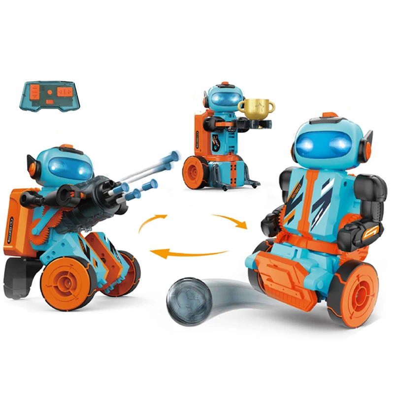 Kids STEM Educational Programming Robotic Building Kit Multifunctional Remote Control Intelligent Shooting Robot Model Toys