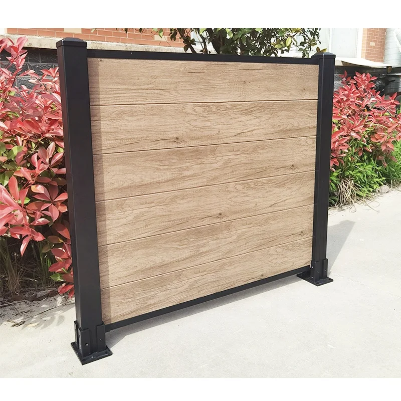 Decorative aluminum post privacy fence board plank plastic composite decor garden pvc fence panels set