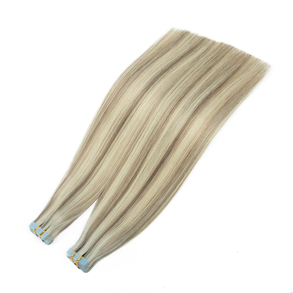 Popular Russian tape hair extensions Double Drawn Real Human Hair Virgin Tape Hair
