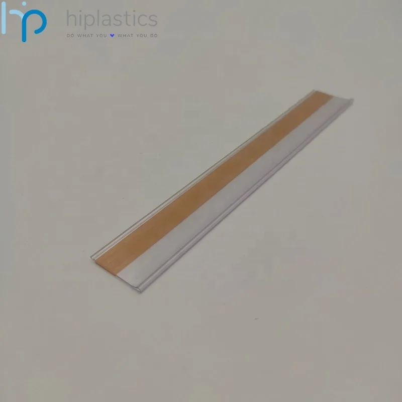 Hiplastics DBR26 Clear Plastic Strip Price Holder Self Adhesive Magnetic Label Holders for Warehouse Racking