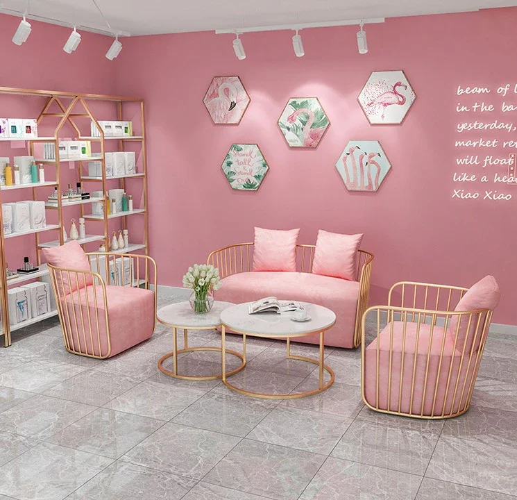 Pink Sofa Beauty Salon Waiting Sofa Single Chair Luxury Furniture  Modern Couch Set Living Room
