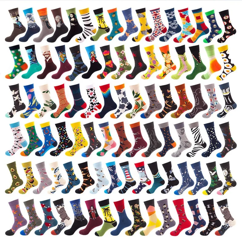 Hellosport Cheap Personalized Fashion Colorful Art Iconic Funky Novelty Sublimation Happy Designer Socks Funny Print Custom Logo