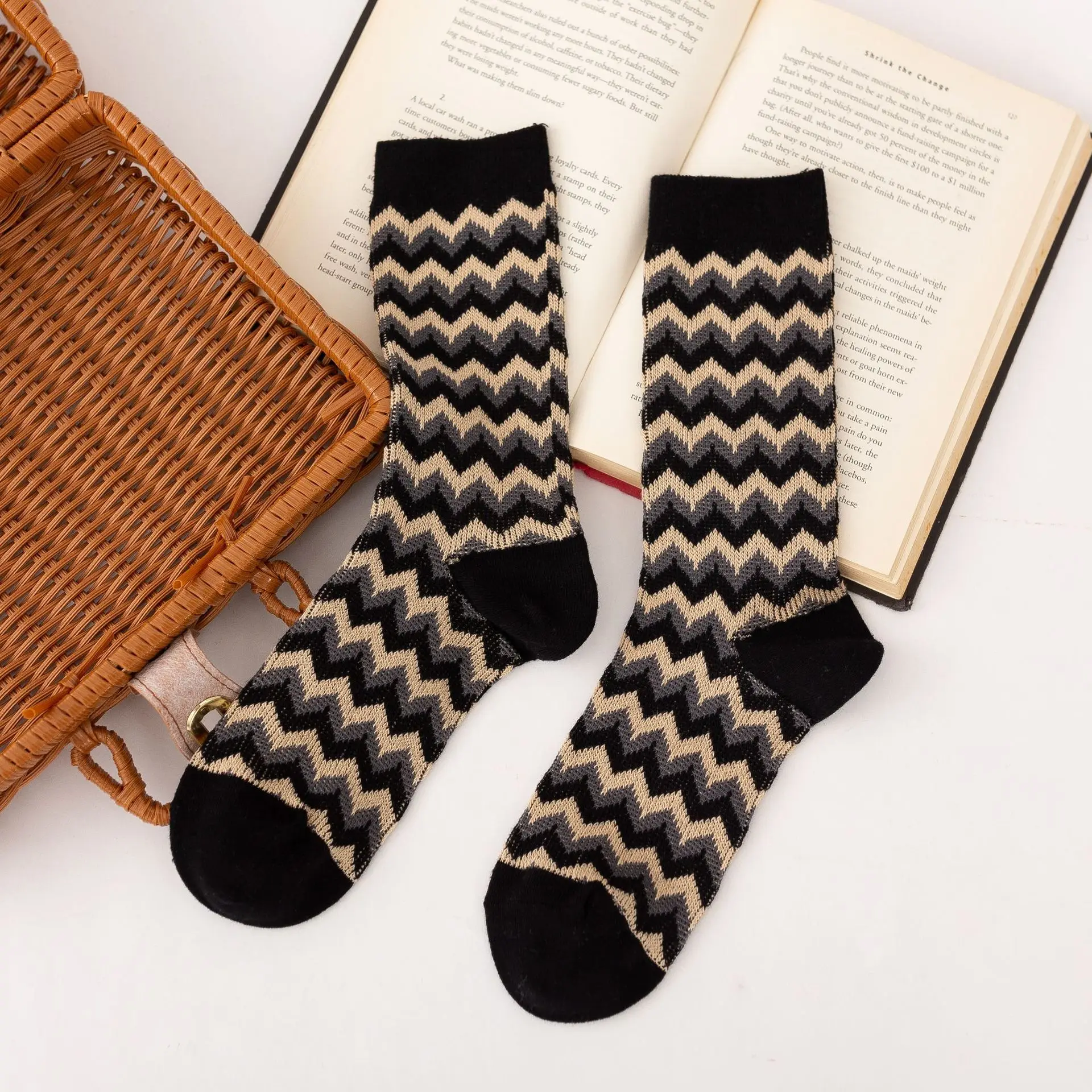 Autumn and Winter New Black and White Series College Style Socks Girls Socks