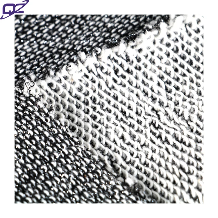 Customized Yarn Dyed Cotton Polyester Blend Lurex Metallic French Terry Fabric for Hoodies Evening Dress Coat