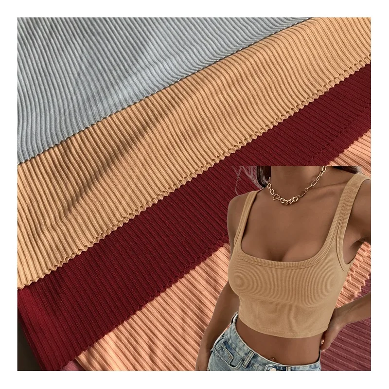 Rib Popular Custom Polyester Spandex Popular Solid Color Spandex Polyester Knit Fabric For Underwear