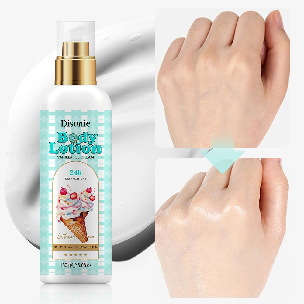 Vanilla Ice Cream Fragrance Body Lotion Nourishing Moisturizer Body Perfume Cream Lotion for Dry Skin Care OEM Factory