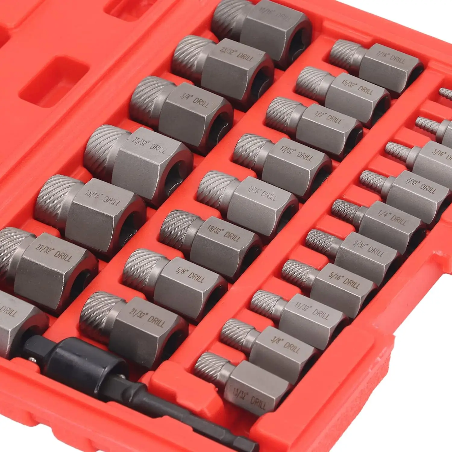 GTYPRO 27PCS Screw Extractor Set Bolt Extractor Set Broken Bolt Extractor Kit for Broken Studs Bolts Screws 1/2 to 3/8 Converter