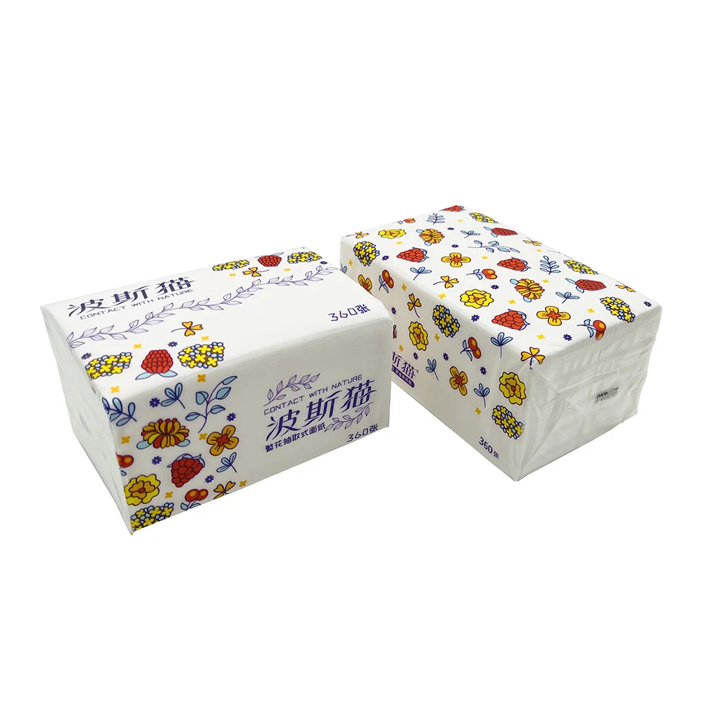 QINGSHE Custom Face Tissue Paper Factory Paper Towels 4 PLY Virgin Wood Pulp 90 Sheets Facial Tissue Paper