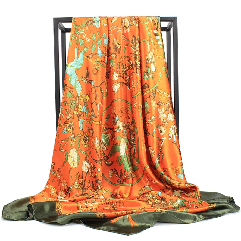 100% Handmade Screen Print Manufacturing 90 90 Square Twill Ladies Silk Scarves