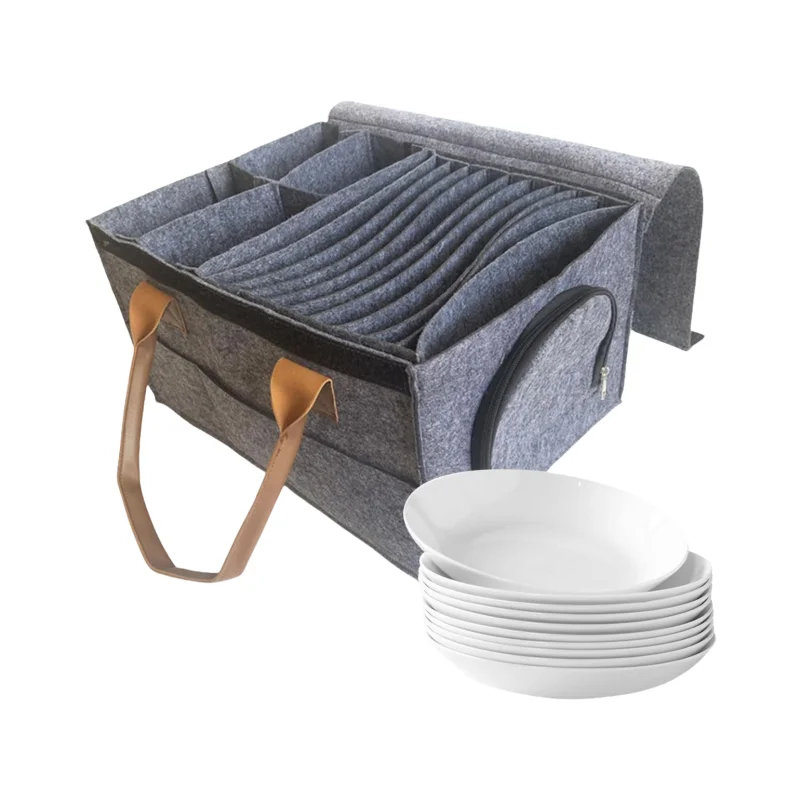 Plate Holder Camping Dinnerware Storage Felt Tableware Storage Bag for Cupboard Glass Mug Kitchen Accessories