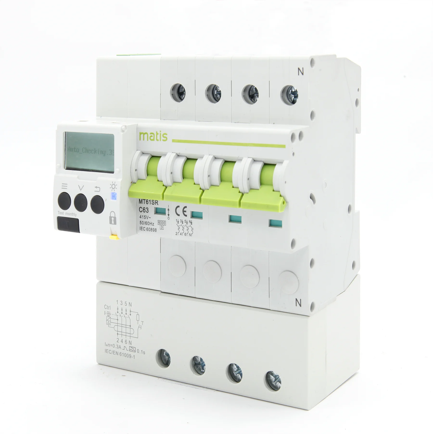 Residual Current Circuit Breaker 4 Pole 63A 30ma ELCB/RCD/RCCB/RCBO matis recloser