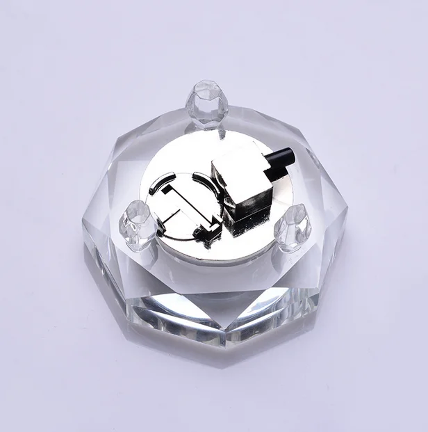 Polished round Clear Crystal LED Light Base Display Nautical Style Glass Craft for Decorative Iceberg UV Laser Printing Gift