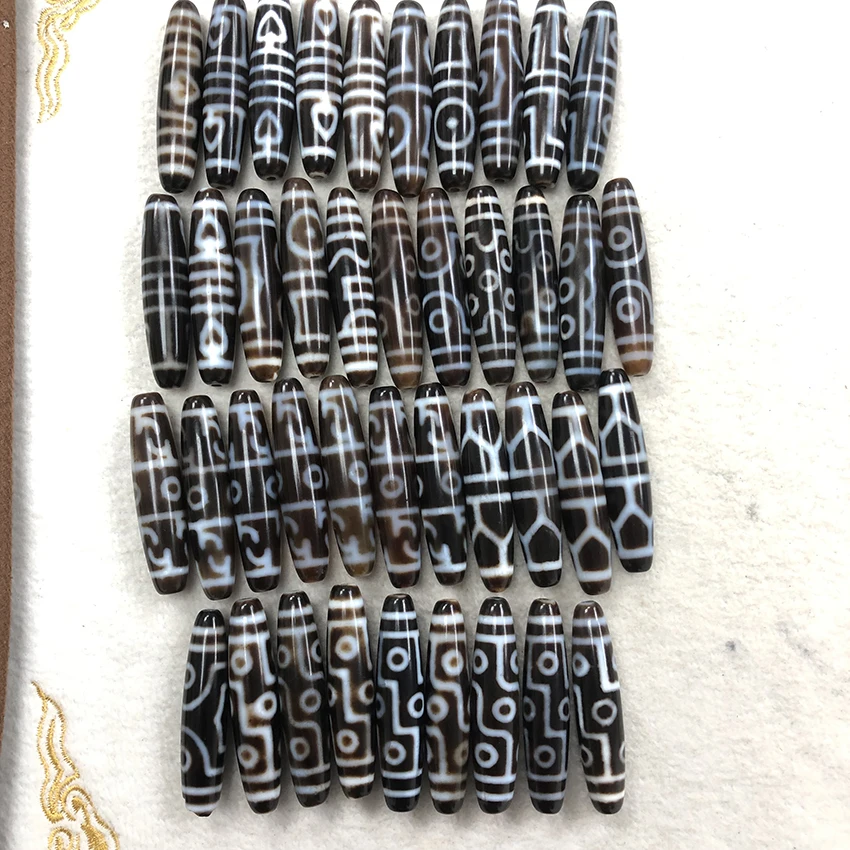 Natural Oil Polished Agate Old Dzi Mixed Design