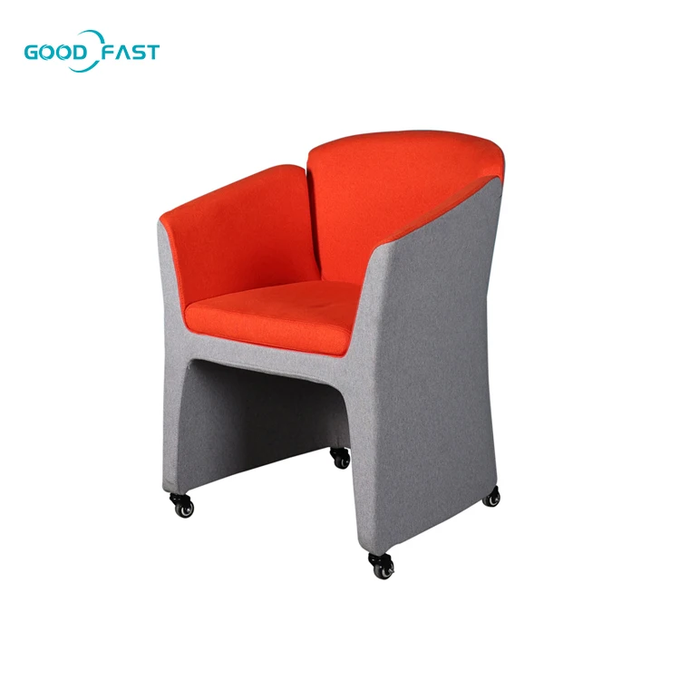 Mid-Century Designer Living Room Furniture Hotel Luxury Office Meeting Room Fabric Conference Arm Lounge Chair with Wheels