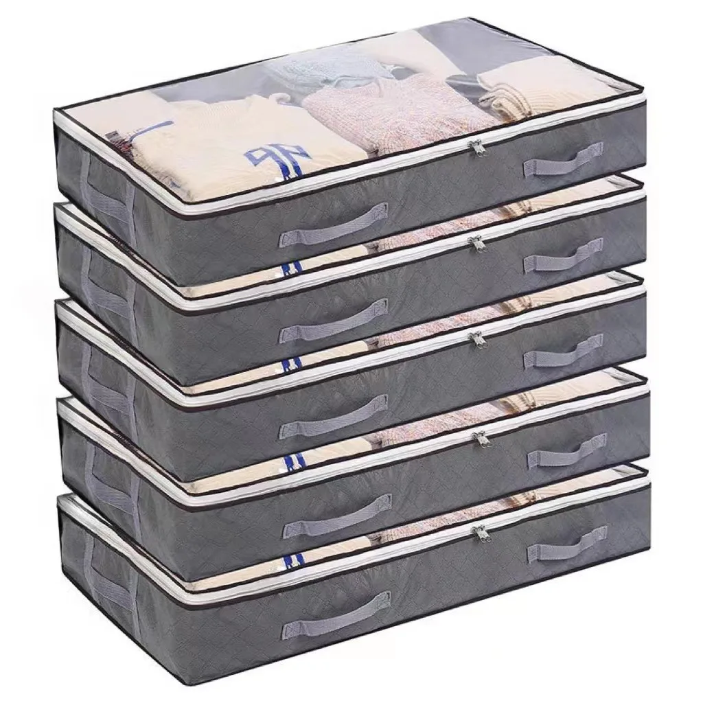 Hot Selling Clothes Storage Bags Under Bed Storage Containers Foldable Storage bins with Clear Windows and Reinforced Handles