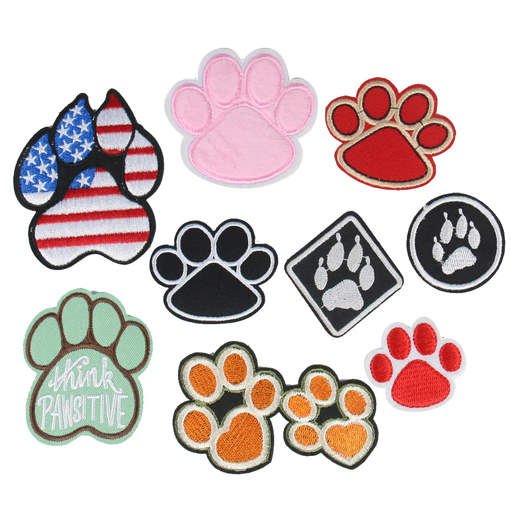 ZSY Wholesale Small Embroidery Patch Iron on Dog Paw Embroidered Patch for Hat Clothing Kids